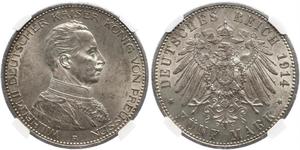 5 Марка Королівство Пруссія (1701-1918) Срібло Wilhelm II, German Emperor (1859-1941)