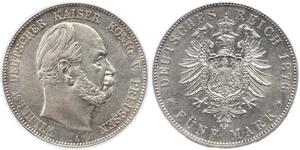5 Марка Королівство Пруссія (1701-1918) Срібло Wilhelm I, German Emperor (1797-1888)