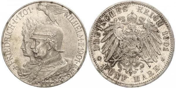 5 Марка Королівство Пруссія (1701-1918) Срібло Wilhelm II, German Emperor (1859-1941)