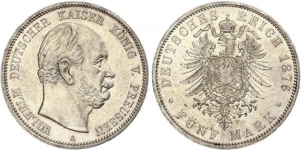 5 Марка Королівство Пруссія (1701-1918) Срібло Wilhelm I, German Emperor (1797-1888)