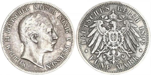 5 Марка Королівство Пруссія (1701-1918) Срібло Wilhelm II, German Emperor (1859-1941)