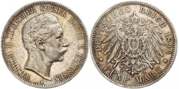 5 Марка Королівство Пруссія (1701-1918) Срібло Wilhelm II, German Emperor (1859-1941)