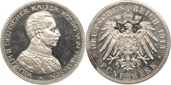 5 Марка Королівство Пруссія (1701-1918) Срібло Wilhelm II, German Emperor (1859-1941)