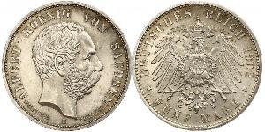 5 Марка Королівство Саксонія (1806 - 1918) Срібло Albert of Saxony