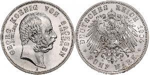 5 Марка Королівство Саксонія (1806 - 1918) Срібло George, King of Saxony
