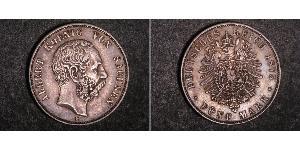 5 Марка Королівство Саксонія (1806 - 1918) Срібло Albert of Saxony