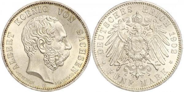5 Марка Королівство Саксонія (1806 - 1918) Срібло Albert of Saxony