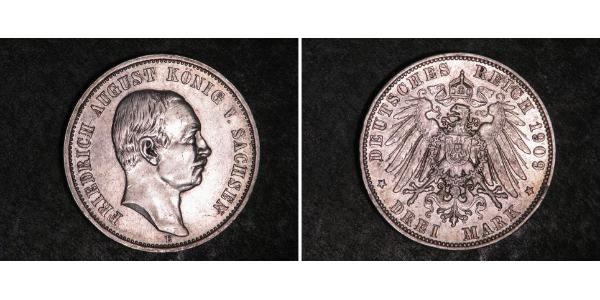 5 Марка Королівство Саксонія (1806 - 1918) Срібло Frederick Augustus III of Saxony (1865-1932)