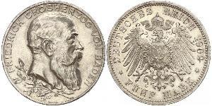 5 Марка Німецька імперія (1871-1918) / Велике герцогство Баден (1806-1918) Срібло Frederick I, Grand Duke of Baden (1826 - 1907)