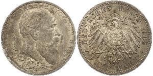 5 Марка Німецька імперія (1871-1918) / Велике герцогство Баден (1806-1918) Срібло Frederick I, Grand Duke of Baden (1826 - 1907)