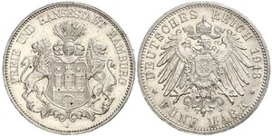 5 Марка Німецька імперія (1871-1918) / Гамбург Срібло 