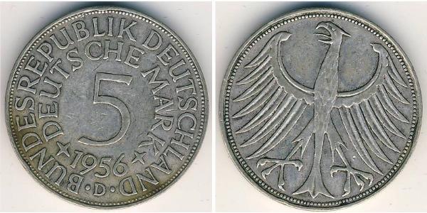 5 Марка ФРН (1949-1990) Срібло 