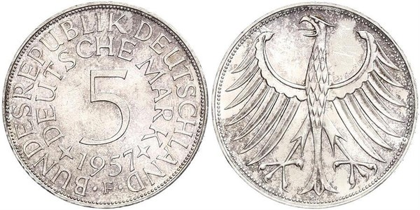 5 Марка ФРН (1949-1990) Срібло 
