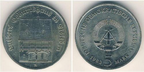 5 Марка Германская Демократическая Республика (1949-1990) Цинк/Никель/Медь 