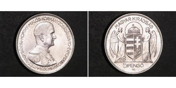 5 Пенге Королевство Венгрия (1920 - 1946) Серебро Хорти, Миклош