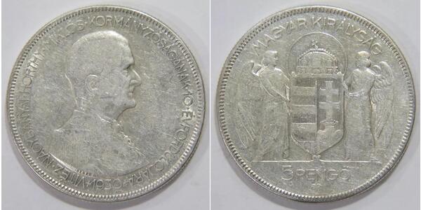 5 Пенге Королевство Венгрия (1920 - 1946) Серебро Хорти, Миклош