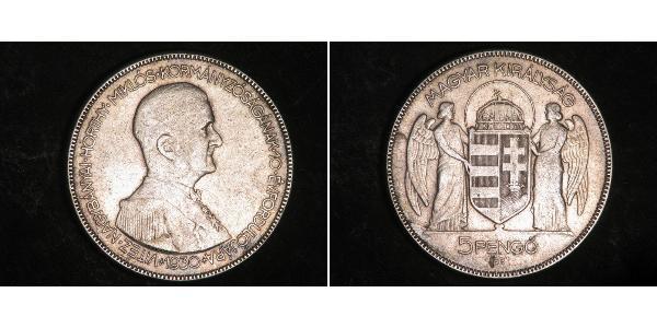 5 Пенге Королевство Венгрия (1920 - 1946) Серебро Хорти, Миклош