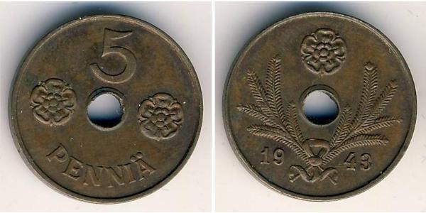 5 Пені Фінляндія (1917 - ) Бронза 