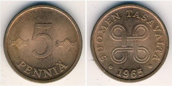 5 Пені Фінляндія (1917 - ) Мідь 