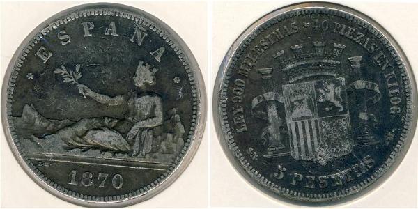 5 Песета Королівство Іспанія (1814 - 1873)  