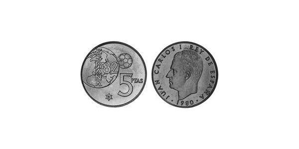 5 Песета Королевство Испания (1976 - ) Никель/Медь Хуан Карлос I (1938 - )