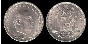 5 Песета Francoist Spain (1936 - 1975) Нікель Франциско Франко(1892 – 1975)