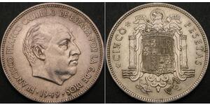 5 Песета Francoist Spain (1936 - 1975) Нікель Франциско Франко(1892 – 1975)