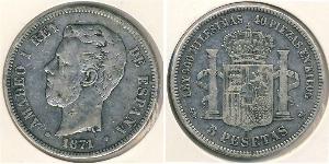 5 Песета Королевство Испания (1814 - 1873) Серебро 
