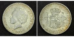 5 Песета Королевство Испания (1874 - 1931) Серебро Alfonso XIII of Spain (1886 - 1941)