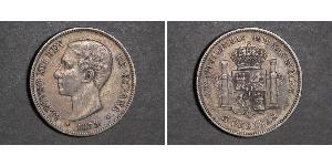 5 Песета Королевство Испания (1874 - 1931) Серебро Alfonso XII of Spain (1857 -1885)