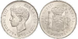 5 Песета Королевство Испания (1874 - 1931) Серебро 
