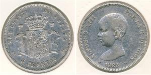5 Песета Королевство Испания (1874 - 1931) Серебро Alfonso XIII of Spain (1886 - 1941)