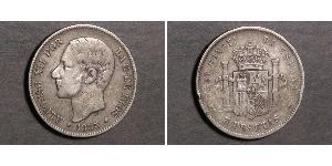 5 Песета Королевство Испания (1874 - 1931) Серебро Alfonso XII of Spain (1857 -1885)