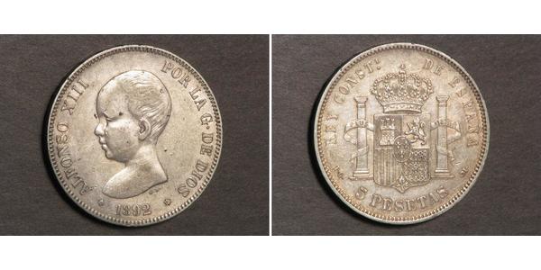 5 Песета Королевство Испания (1874 - 1931) Серебро Alfonso XIII of Spain (1886 - 1941)