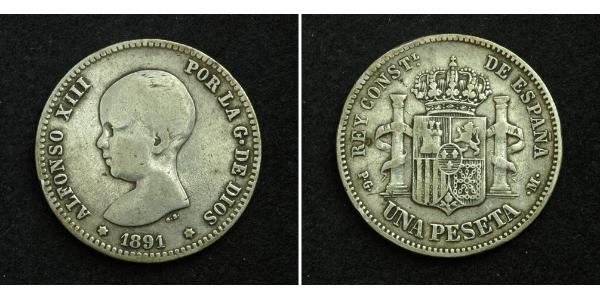 5 Песета Королевство Испания (1874 - 1931) Серебро Alfonso XIII of Spain (1886 - 1941)