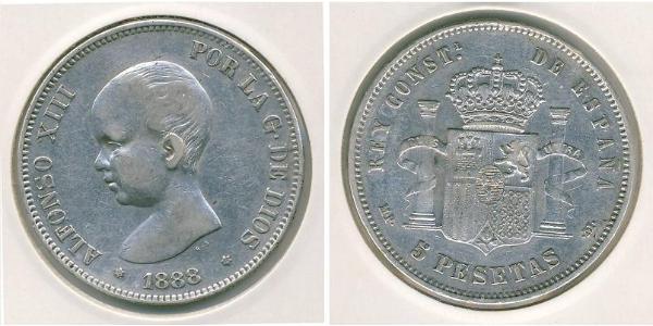 5 Песета Королевство Испания (1874 - 1931) Серебро Alfonso XIII of Spain (1886 - 1941)