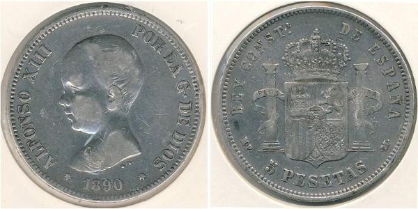 5 Песета Королевство Испания (1874 - 1931) Серебро Alfonso XIII of Spain (1886 - 1941)