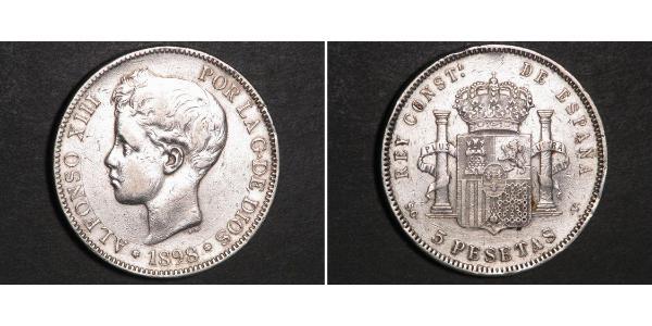 5 Песета Королевство Испания (1874 - 1931) Серебро 