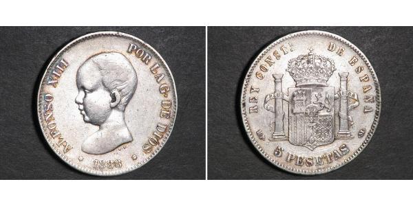 5 Песета Королевство Испания (1874 - 1931) Серебро Alfonso XIII of Spain (1886 - 1941)