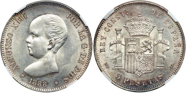 5 Песета Королевство Испания (1874 - 1931) Серебро Alfonso XIII of Spain (1886 - 1941)