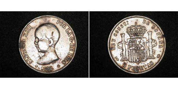 5 Песета Королевство Испания (1874 - 1931) Серебро Alfonso XIII of Spain (1886 - 1941)