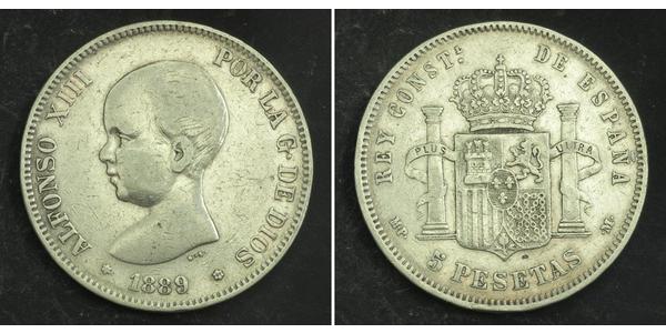 5 Песета Королевство Испания (1874 - 1931) Серебро Alfonso XIII of Spain (1886 - 1941)