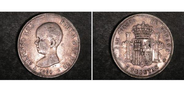 5 Песета Королевство Испания (1874 - 1931) Серебро Alfonso XIII of Spain (1886 - 1941)