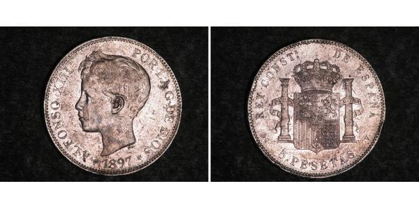 5 Песета Королевство Испания (1874 - 1931) Серебро 