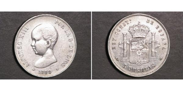 5 Песета Королевство Испания (1874 - 1931) Серебро Alfonso XIII of Spain (1886 - 1941)