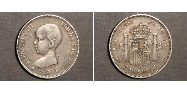 5 Песета Королевство Испания (1874 - 1931) Серебро Alfonso XIII of Spain (1886 - 1941)