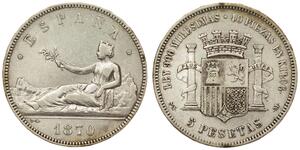 5 Песета Первая Испанская Республика (1873 - 1874) Серебро 