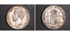 5 Песета Королівство Іспанія (1814 - 1873) Срібло Амадей I  (1845 - 1890)