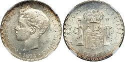 5 Песета Королівство Іспанія (1874 - 1931) Срібло 