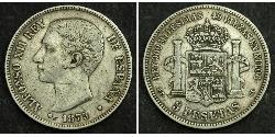 5 Песета Королівство Іспанія (1874 - 1931) Срібло Alfonso XII of Spain (1857 -1885)